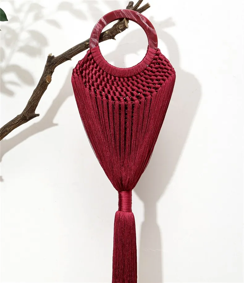 

2019 New style crochet beach tassel shoulder cross bag straw women's bag
