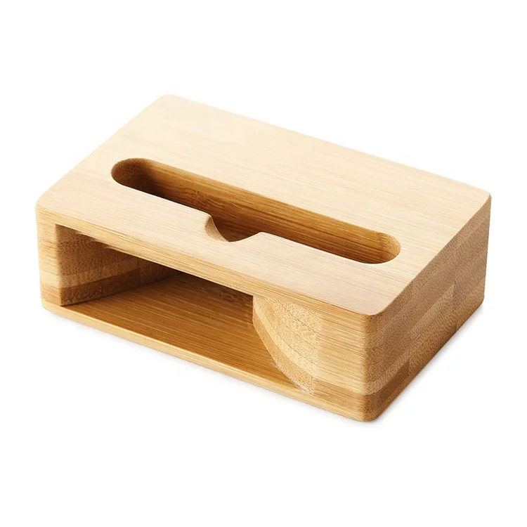 

Natural Wooden Phone Docking Station Wooden Phone Holder Speaker, Natural wood material