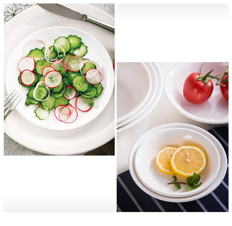 Hospitality Pure White Ceramic Hotel Restaurant Korean Style Salad Bowl