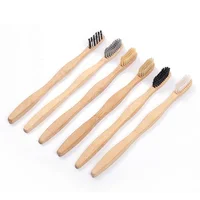 

BA-1054 customized nylon bristles waved handle adult bamboo toothbrush for home and hotel