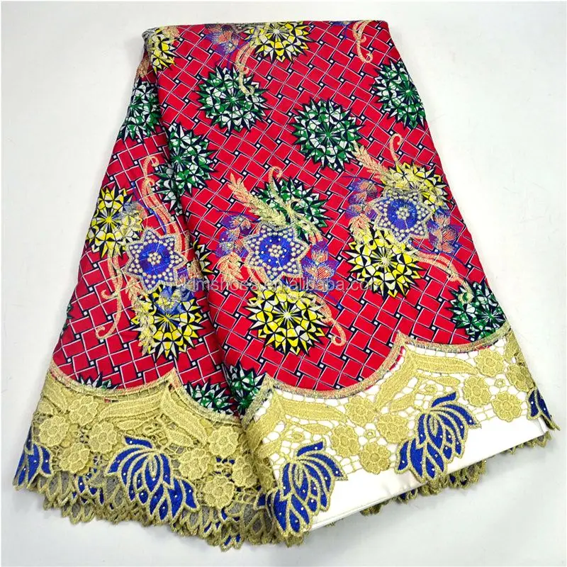
Last Ankara African Wax Print Fabric With Laces Fabric Embroidered Nigerian 0828  (60691595040)