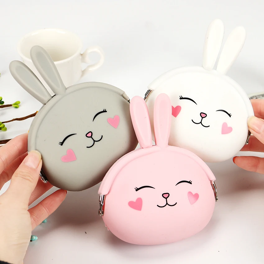 

Kawaii Fashion Coin Purse Lovely Cartoon Rabbit Pouch Women Girls Small Wallet Soft Silicone Coin Bag Kid Gift