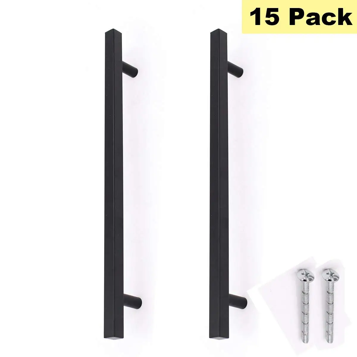 Peaha Black Drawer Pulls Large Kitchen Cabinet Handles PHJ22BK224 Square 8-4/5"(224mm) Hole Centers File Cabinet Hardware Knobs 11-1/3"(288mm) Length 15 Pack