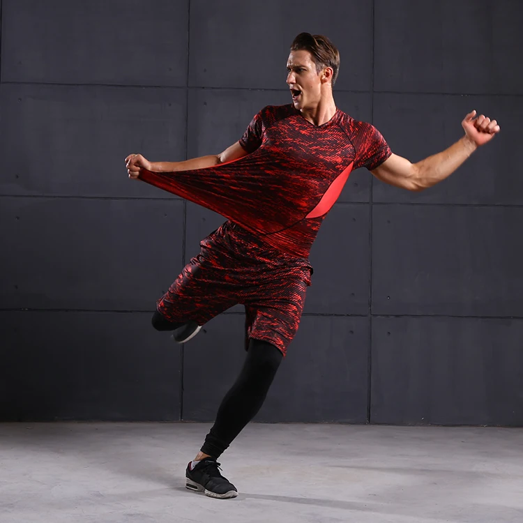 

Wholesale 3 Pieces Fitness Sportswear Quick Dry Compression Shirts Set Outdoor Running Fitness Shorts Gym Legging Sets for sale