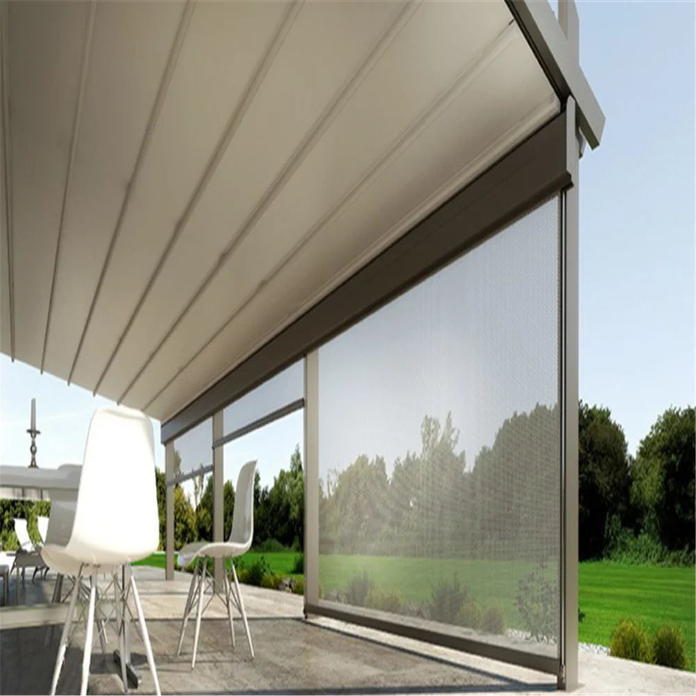 roller motorized shade balcony blinds curtain outdoor windproof track zip shades side vertical automatic sheer night anti polyester sunshine application