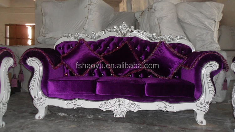 White Wooden Wedding Chair Purple Fabric Sofa Set Dwl929 White Wooden Wedding Chair Purple Fabric Sofa Set Dwl929