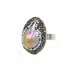 Attractive tear drop shape stone ring with shell setting of copper jewelry