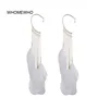 1PC Gold Metal Handmade Long Chain Beaded Black Real Feather Ear Cuff Earrings Fashion Korean Chic Club Party Accessory Jewelry