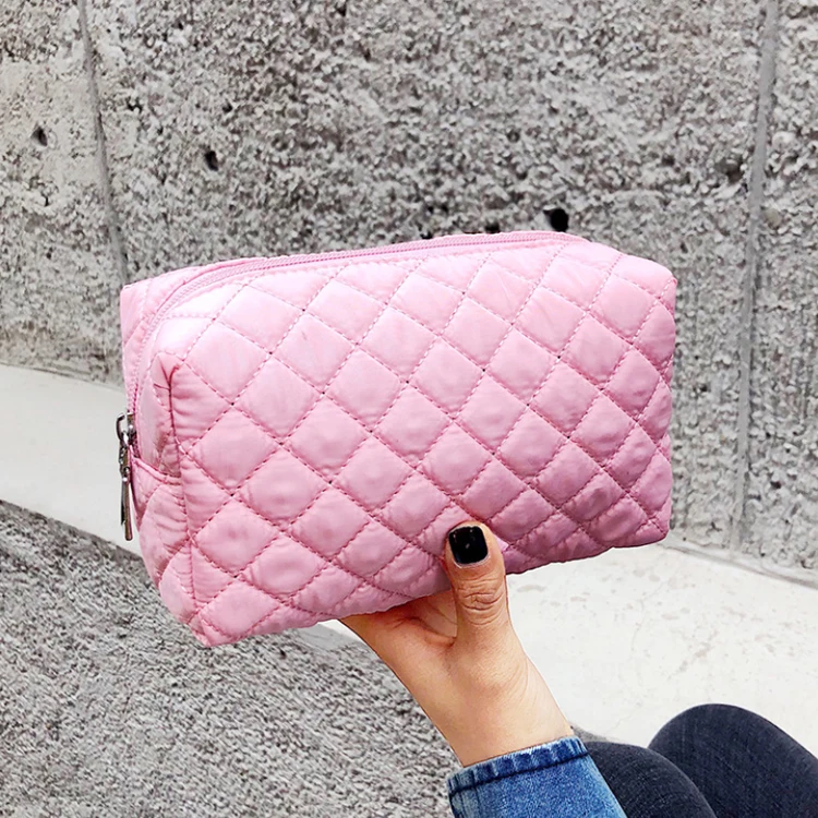 

Osgoodway2 Nylon Travel Makeup Bag Waterproof Pink Portable Quilted Women Cosmetic Bag, 8 color options