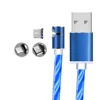 LED Streamer 2.4A 1m Data Cable Elbow Port L Shape Strong Magnetic Phone Charge 3 in 1 Cable