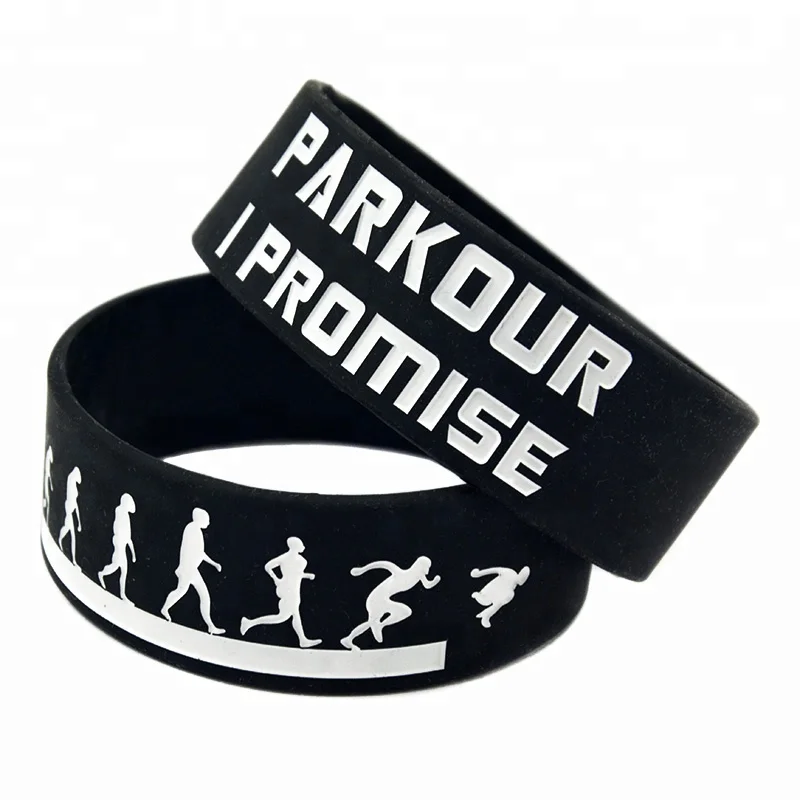 

25pcs/Lot Parkour Bracelet I Promised Sport Silicone Wristband, Blue;black;white
