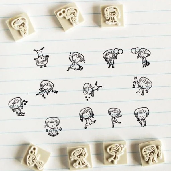 12pcs lot F DIY Scrapbooking Vintage Wood Girl and Boy Stamps Decoration Creative Gift Labels Indexes