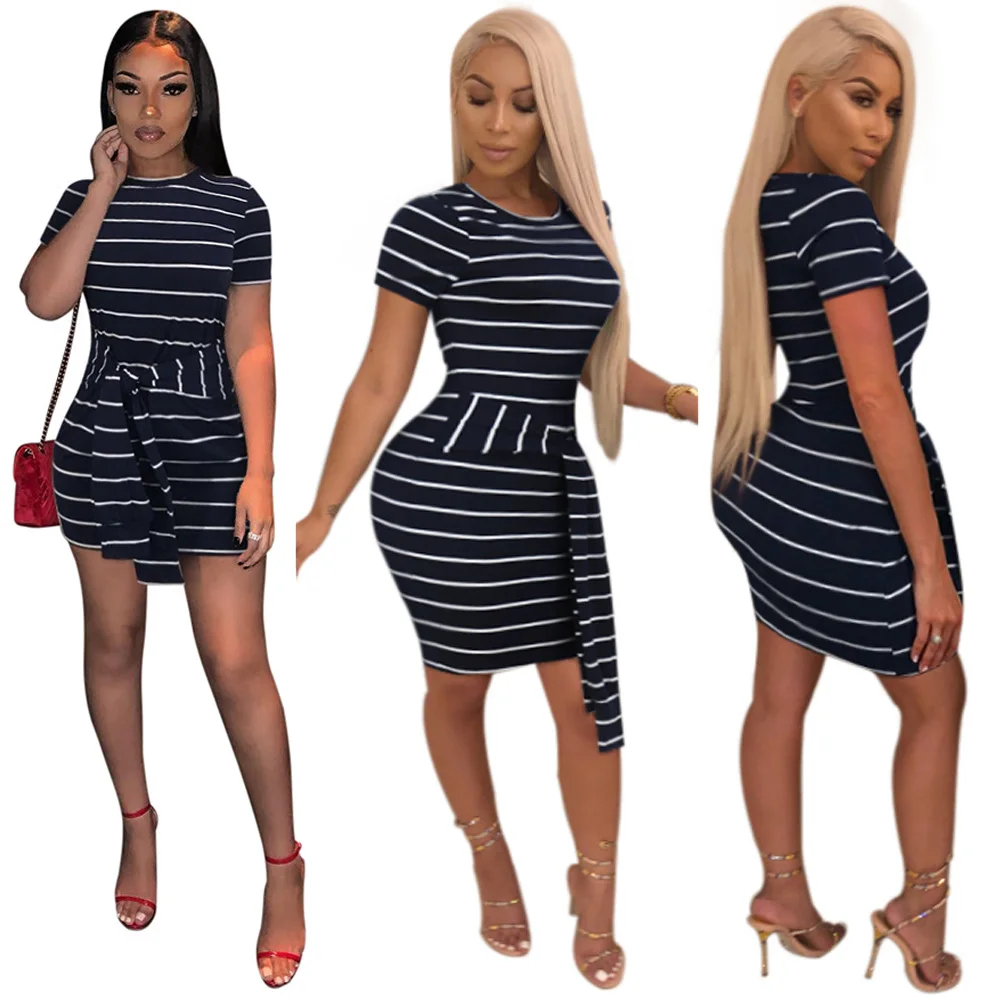 9S00400 onsale Striped print woman shirt summer long sleeve beach dress