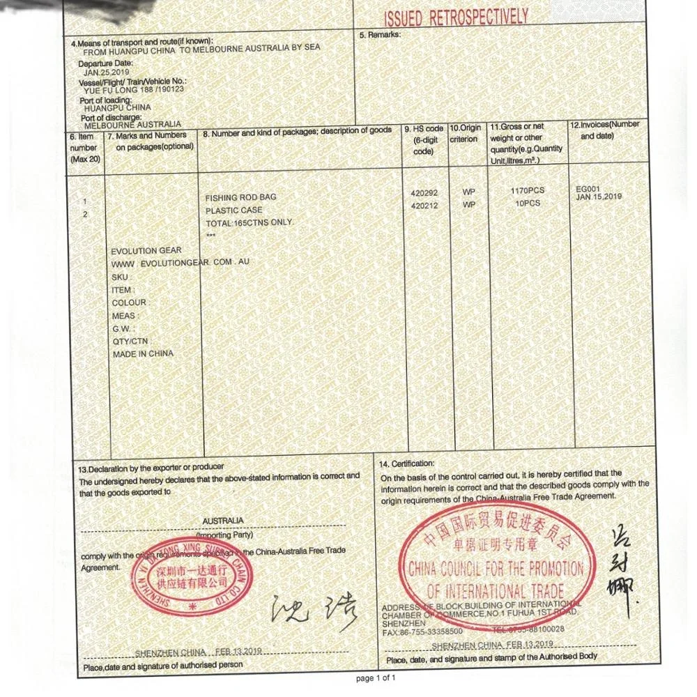 
Chamber of Commerce certification CCPIT 