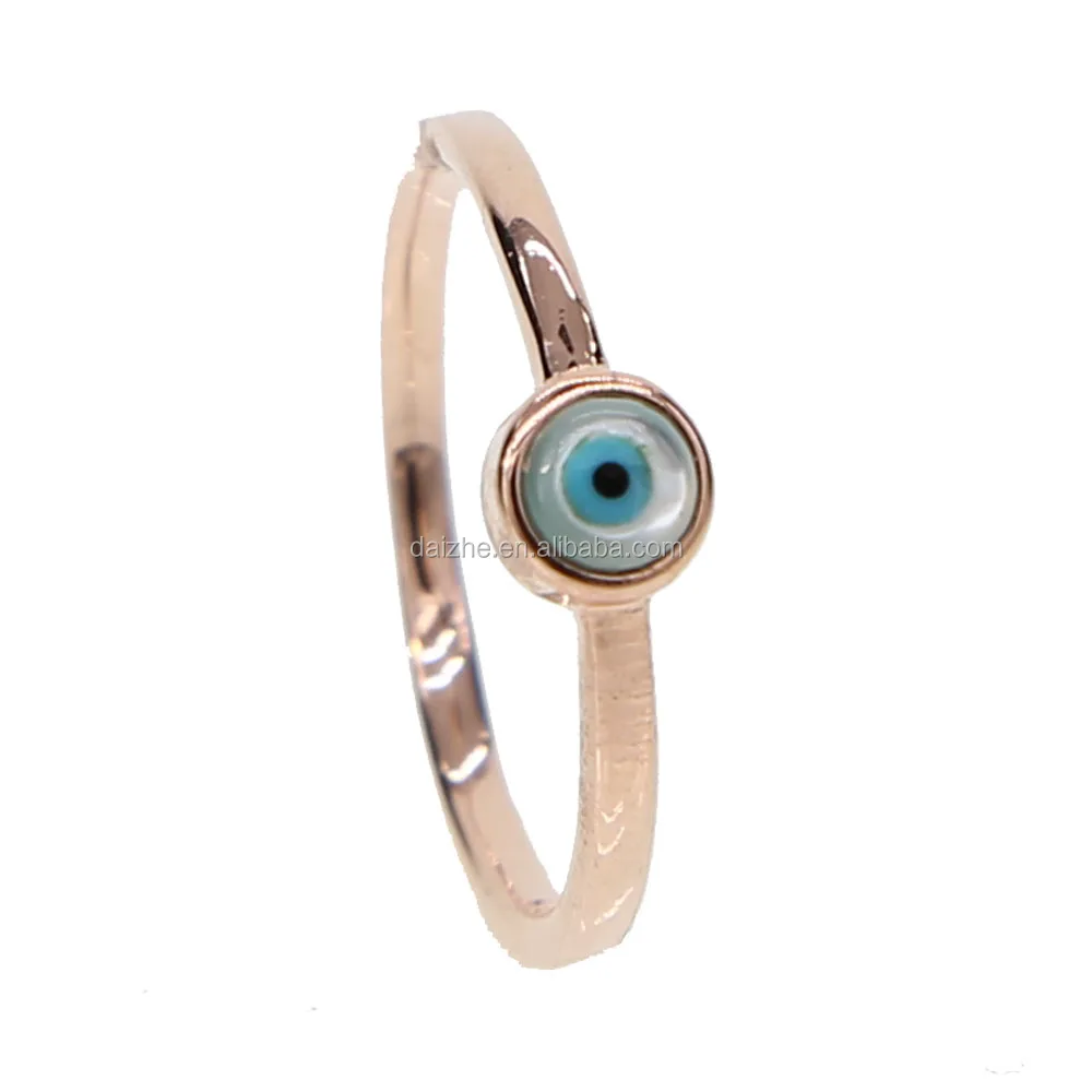 

2021 newest simple evil eye rings with rose gold silver plated tiny band rings design for cute girl rings jewelry