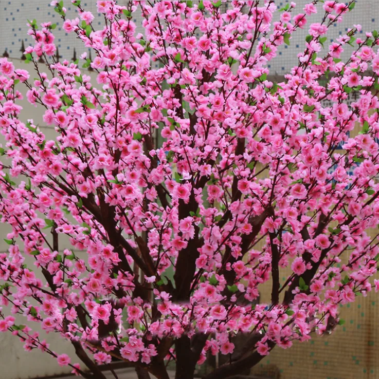 Pink Fabric Leaf Artificial Peach Tree With Fiberglass Trunk Buy Peach Blossom Tree,Artificial
