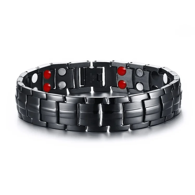 

China Guangzhou Factory wholesale infrared ion magnet germanium bracelet,men magnetic bracelet, Black