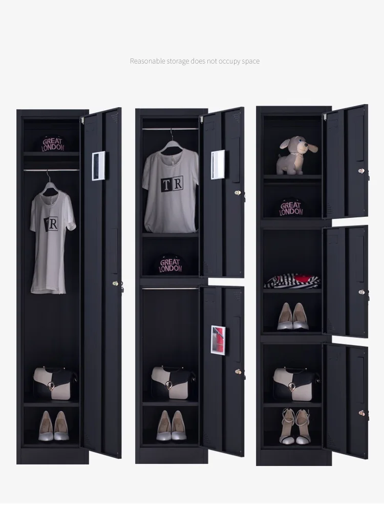 Low Price 2 Door Steel Bedroom Wardrobe Design / Metal Clothes Cabinets