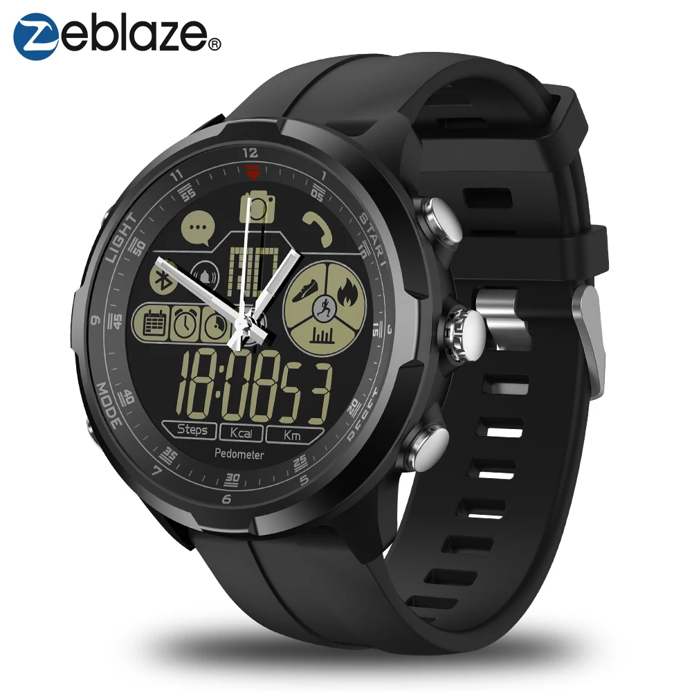 

IP67/50M Water Resistant ZEBLAZE VIBE 4 HYBRID Rugged Smartwatch 1.24inch FSTN & Mechanical Hands Sapphire Glass Smart Watch Men