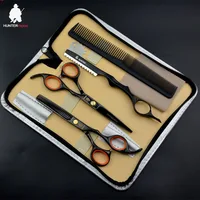 

HUNTERrapoo 6 inch stainless steel barber scissors kit hair cutting scissor thinning shear for hairdressing salons