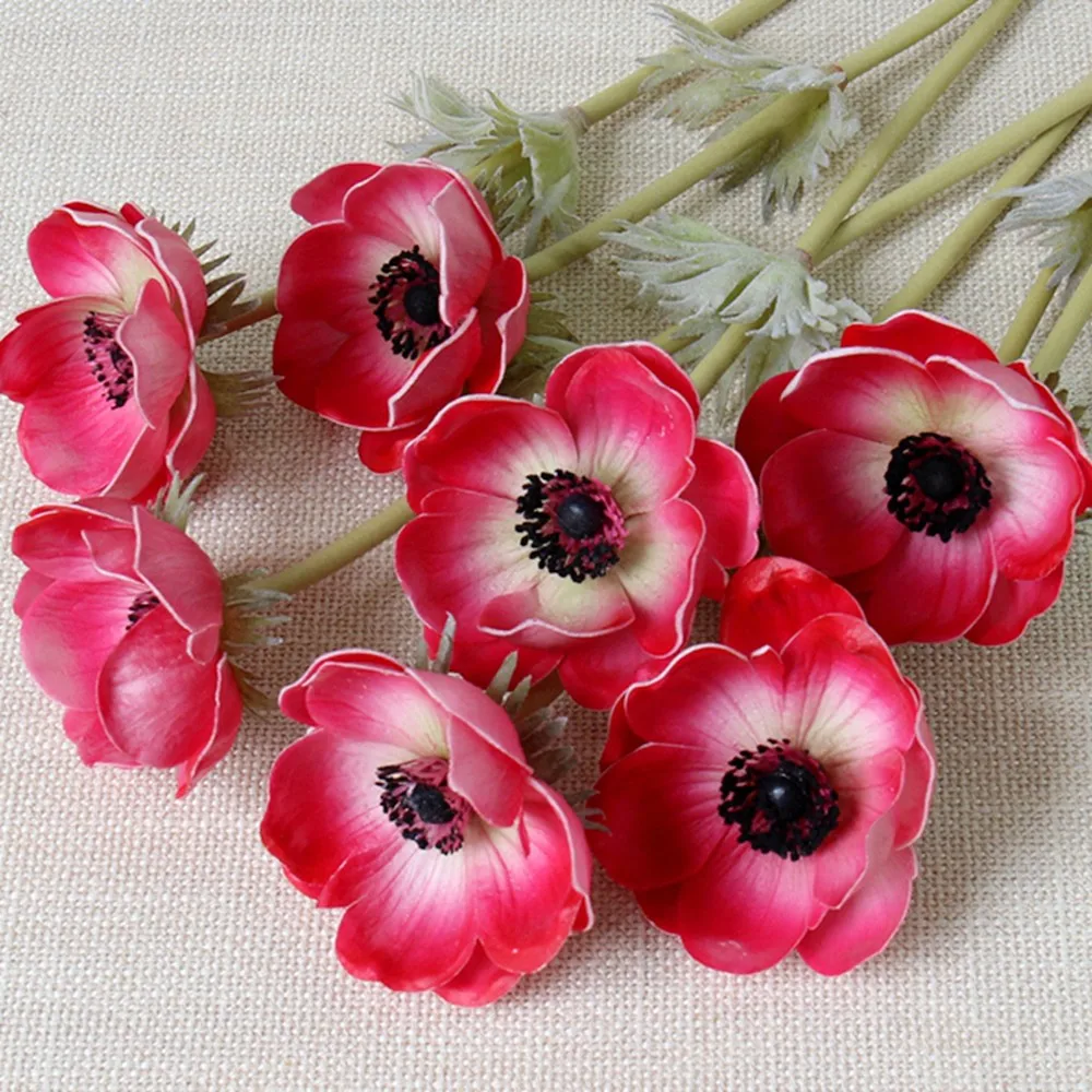 Natural Looking Dark Purple Real Touch Silk Anemone Buy Anemone,Silk Anemone,Real Touch