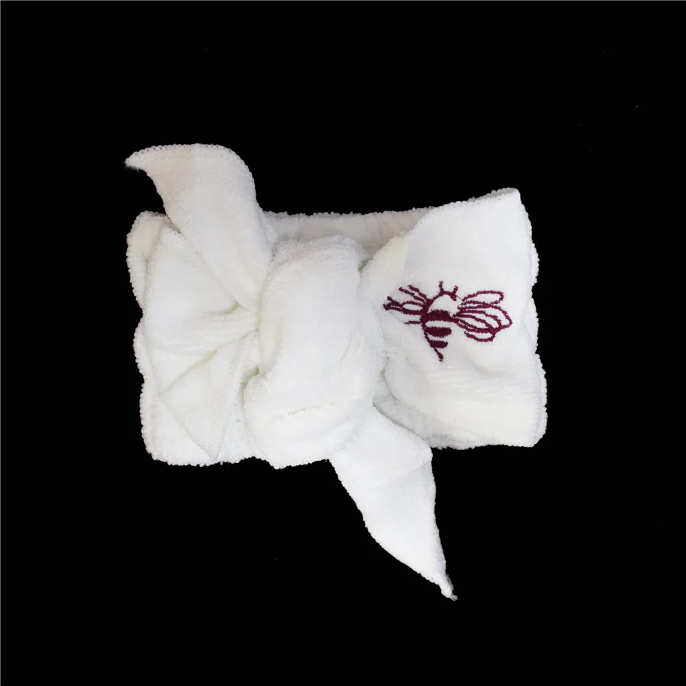 花式毛巾头带绣花徽标打结头饰为妇女