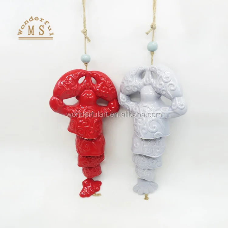 Most popular items garden wedding decor sea horse shaped ceramic wind bell wind chime bell