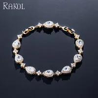 

RAKOL Bridal Zircon Jewelry Silver Teardrop accessories CZ Christmas Bracelet B2014