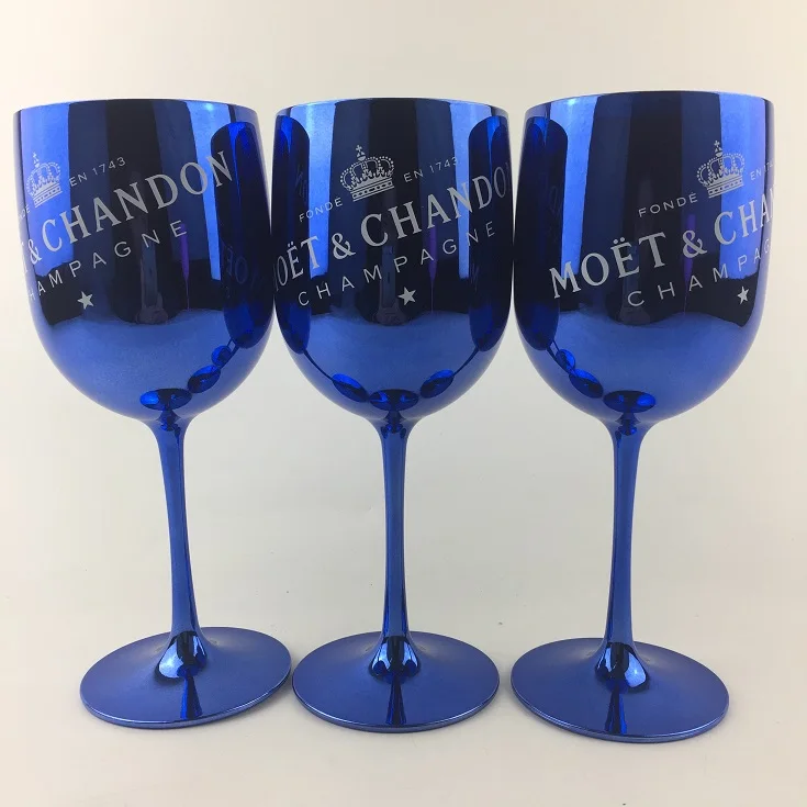 

Electroplated Gold Pink Navy Blue Colored Ice Imperial Acrylic Glass Goblet, White/gold/pink/black