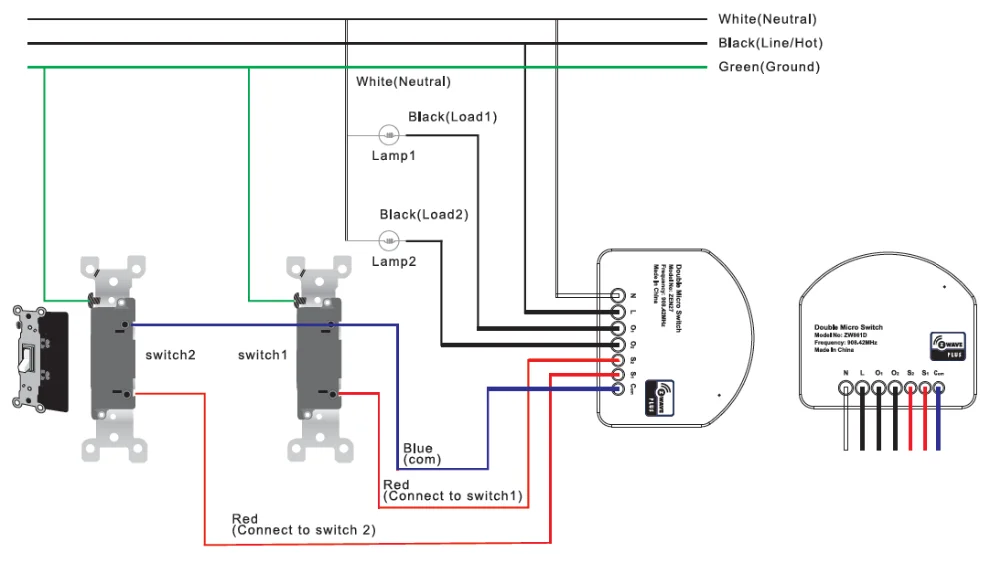 Zw861d Z-wave Smart Home Relay Switch On/off Contact Fixture Module ...