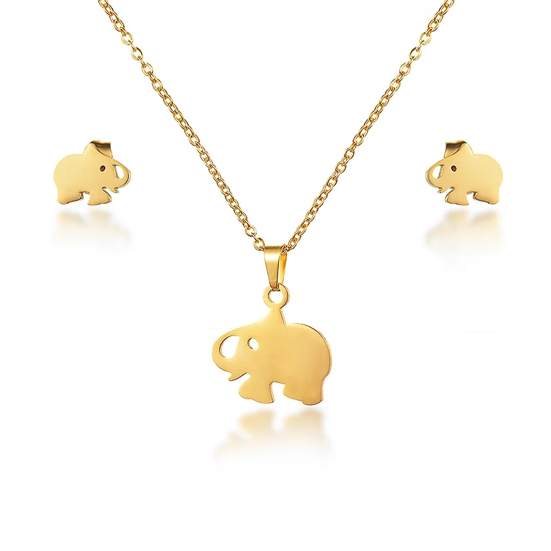 

BAOYAN Indian Jewelry 24K Gold Plated Stainless Steel Elephant Jewelry Set, Gold color