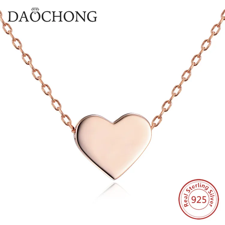 

fashion women 925 silver rose gold plating heart shaped necklace