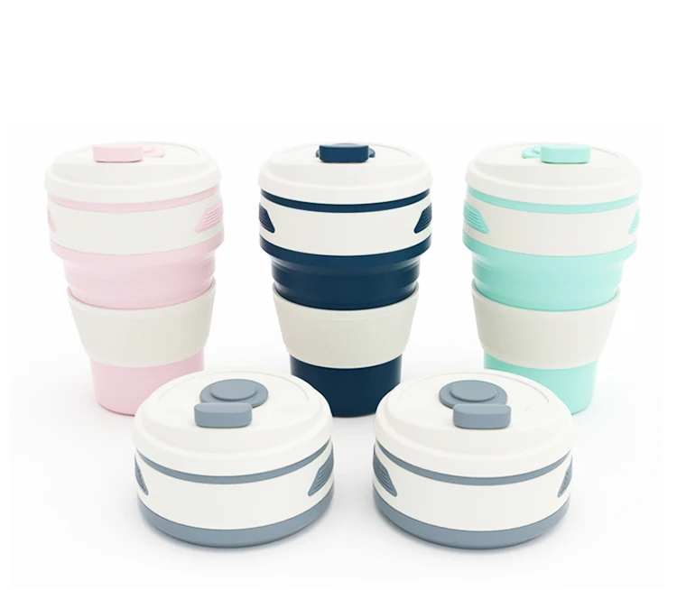 12oz Custom Portable Reusable Collapsible Cup Travel Mug Silicone ...