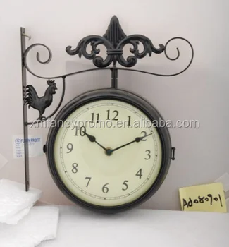 Double Faced Train Station Style Round Chandelier Wall Hanging Metal Double Faced Train Station Style Round Chandelier Wall Hanging Metal Clock Home Decor Art