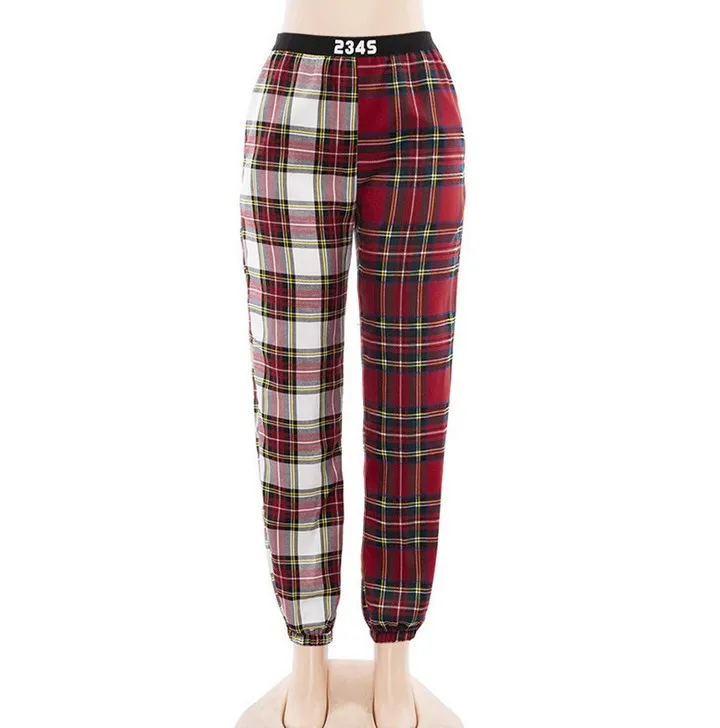 

X87897B lady harem pants women plaids print casual trousers, As pictures