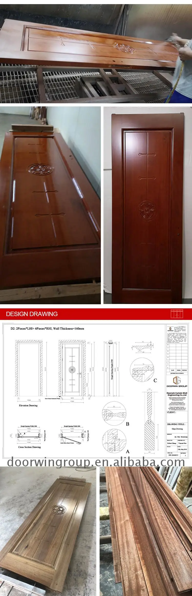 China Hot Sale 2 panel interior doors solid wood luxury wooden villa door wooden door for home
