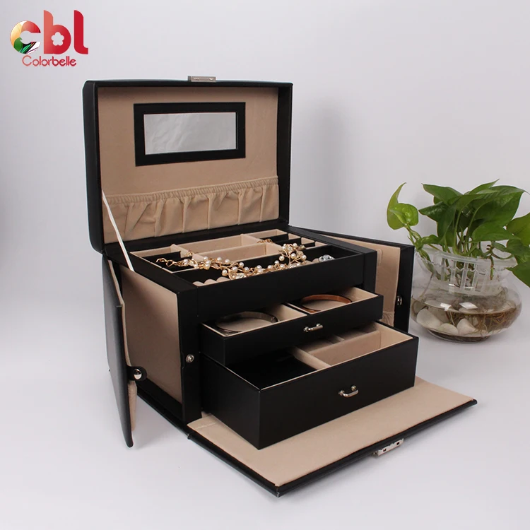 Wholesale Smooth Black Leather Ring Jewelry Box Custom Jewelry Box