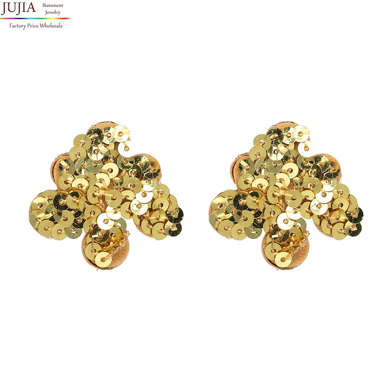 

Wholesale JuJia Stock Latest sequined Cluster simple setting stud Earrings, Picture