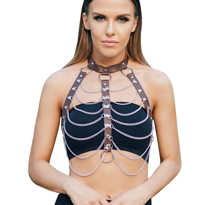

Ladies Black Party Rave Festival Leather Harness