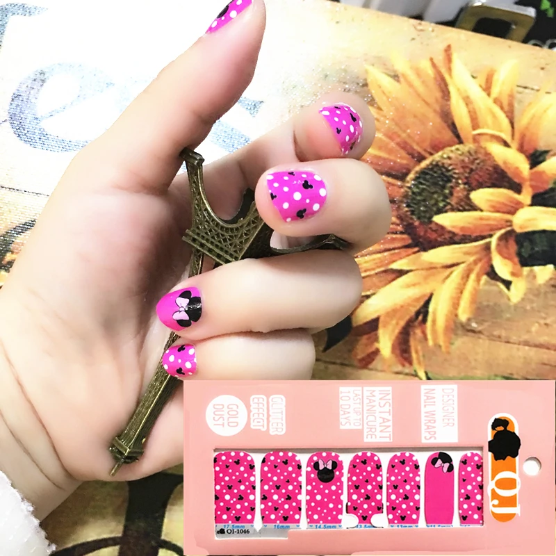 Pink Black cute Mouse child Nail Arts Nail Sticker Waterproof Nail Decal Sticker Gel Polish French