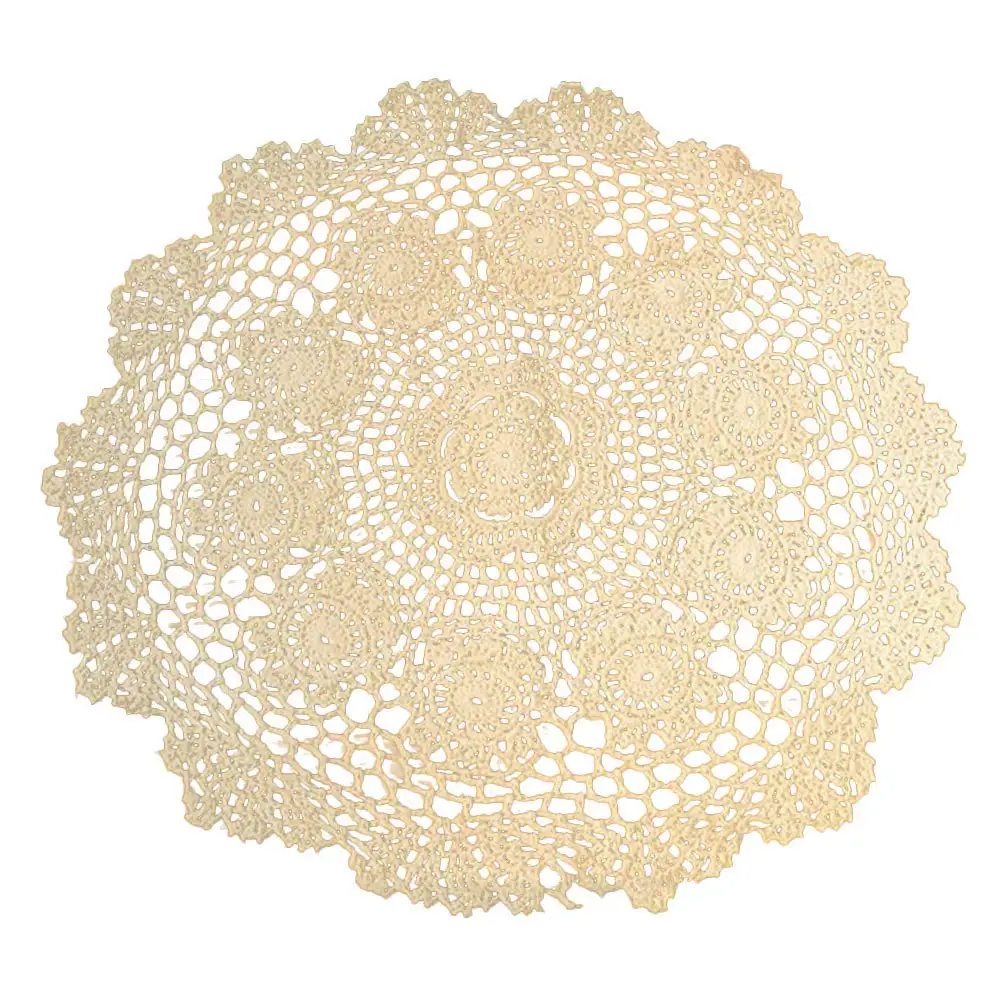 Vintage Style Handmade Bobbin Lace Flower Embroidery Cotton Doily Beige