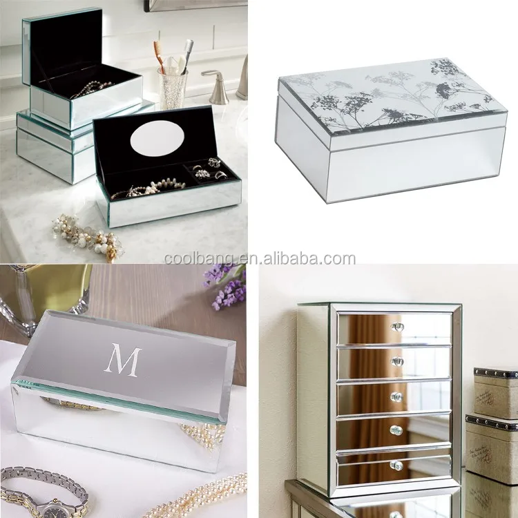 Coolbang Customized Luxurious Crystal Handles Floor Mirror Jewelry Box