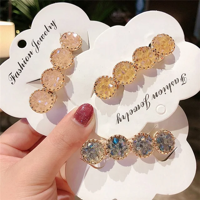 

INS Style Gemstone Jewelry Flower Hair Clip Spring Clip Hair Accessories Women, As pictures