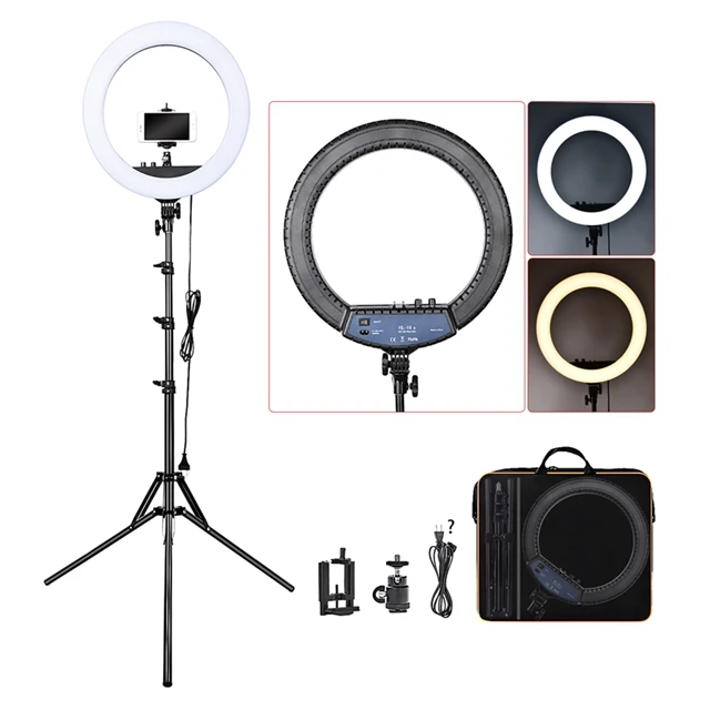 FOSOTO RL-18II LED circle 18 inch ring light with 2m tripod stand for phone