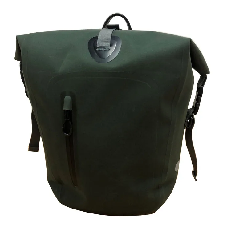 

25L Army Green Tarpaulin TPU Welded Seamless Bike Pannier Bag, Custom Waterproof Bicycle Bag