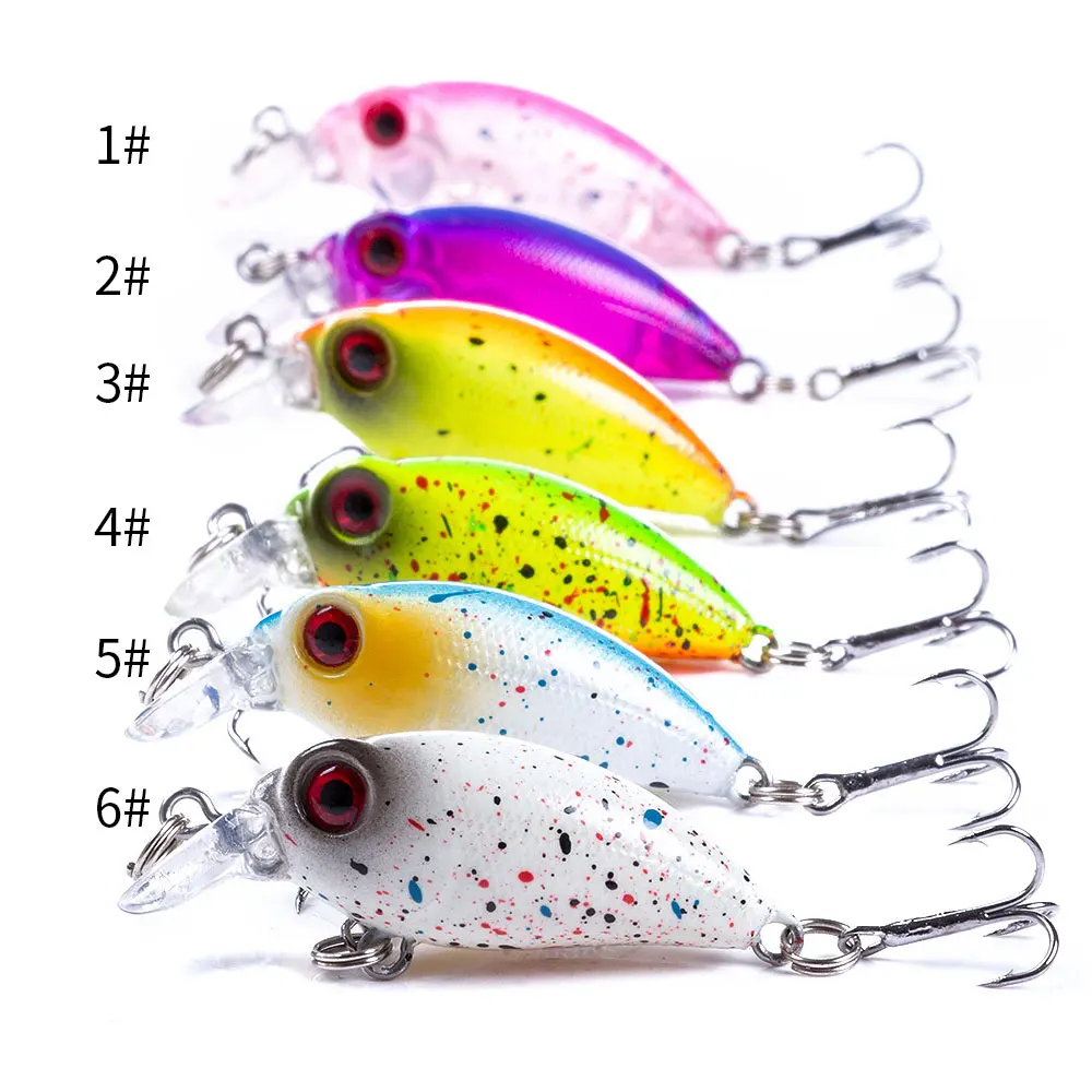 

Fulljion New Fishing Lure 4cm 2.5g Crankbaits Hard Pesca Artificial Baits Mini Lure Minnow for Pike Bass Trout, 6 colors