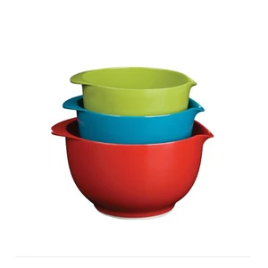 Image of Break Resistant Dinnerware Plastic Dinner Set 3pcs Melamine Mixing Bowls