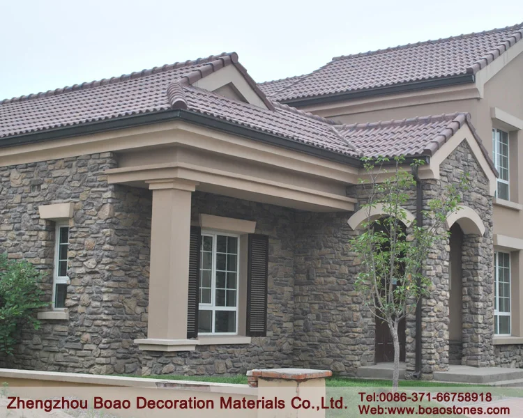 Fire resistant artificial stacked stone bubblers cladding column
