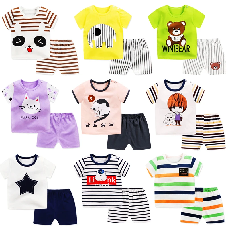 Toddler baby boy and girl clothing sets short sleeve t-shirts + shorts 2pcs casual baby clothes sets