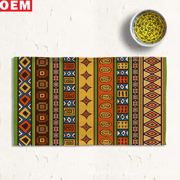 
Custom Printed Restaurant Placemat Plate Cup Tablemat Cotton Linen Placemats With Figures 